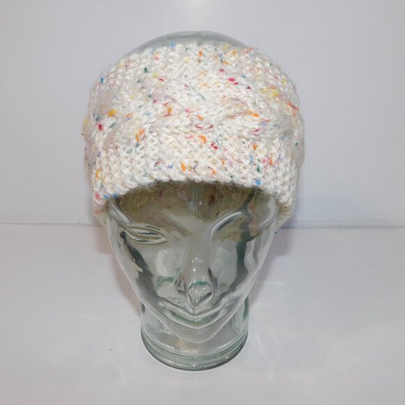 Hand Knit Cream Confetti Yarn Winter Headband - Picture 3 of 7